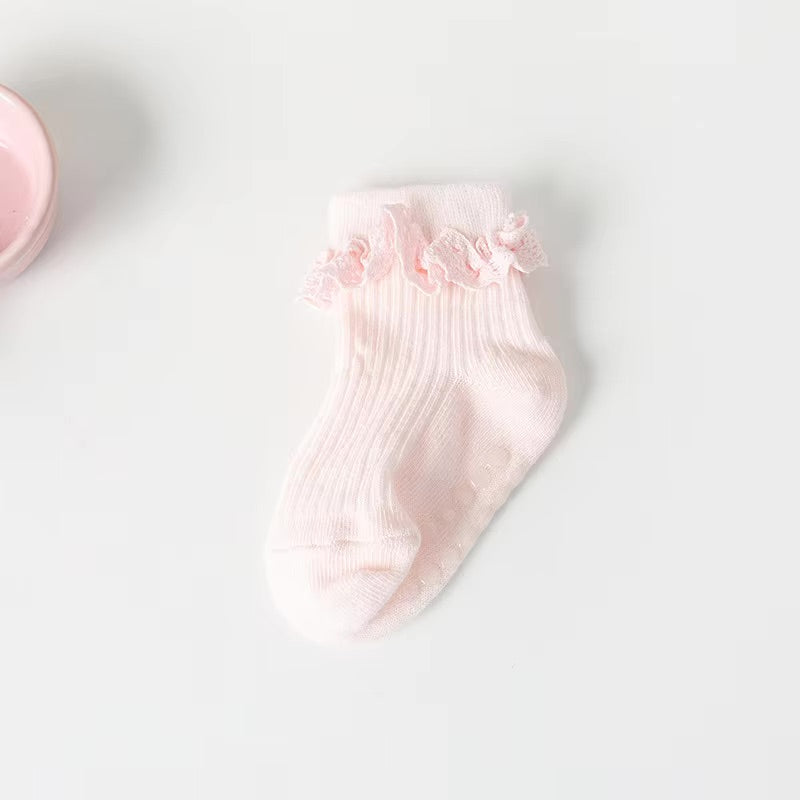 Ruffle Cotton Grip Sox - 2 Pack