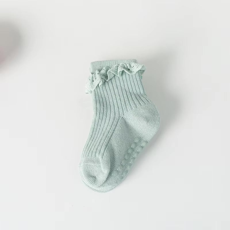 Ruffle Cotton Grip Sox - 2 Pack